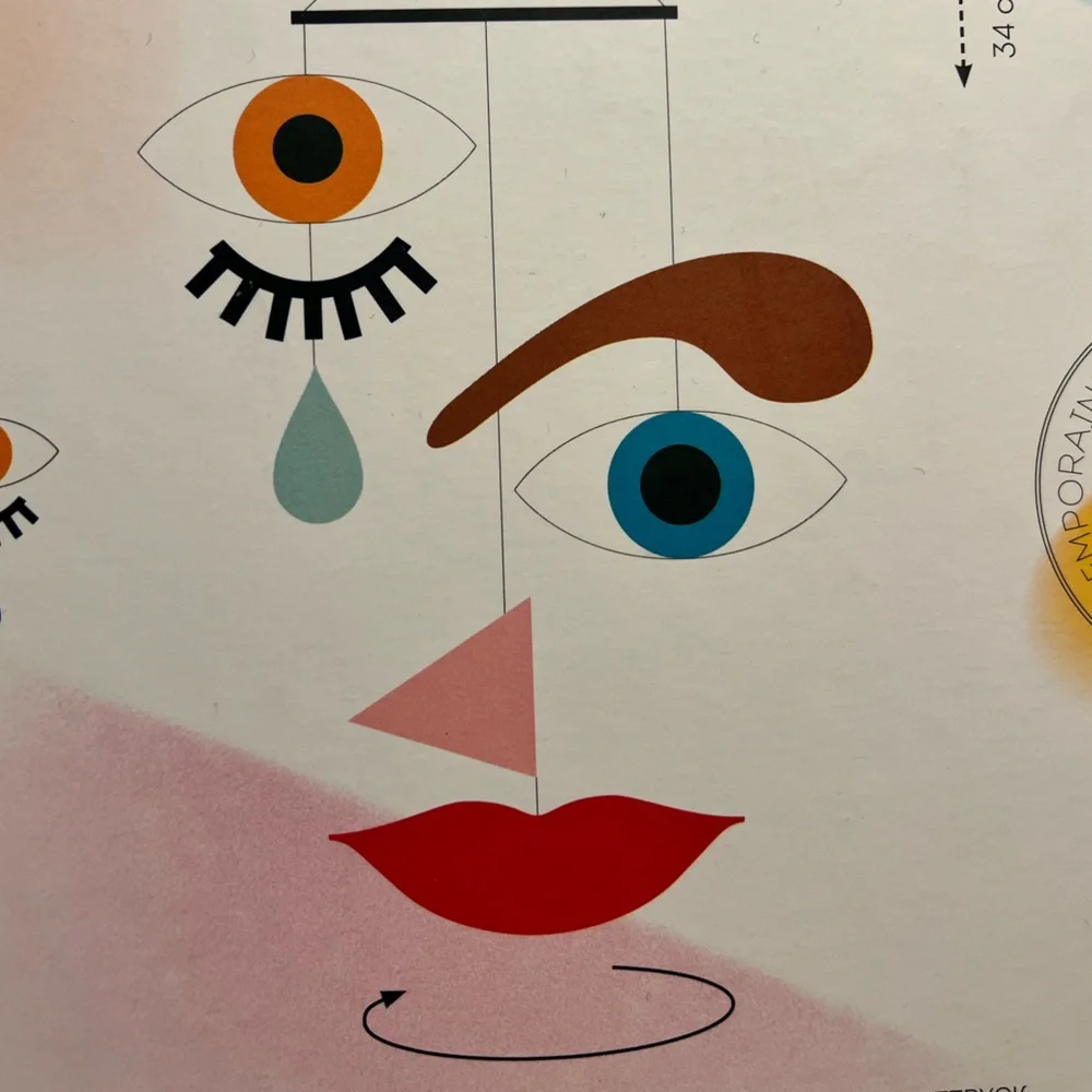 Abstract Face Hanging Mobile Wall Decor in Multi-Color open box